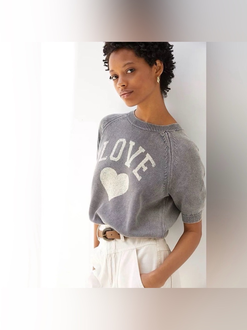 NWT! Anthropologie Pilcro ‘Love’ Short Sleeve Sweater XS